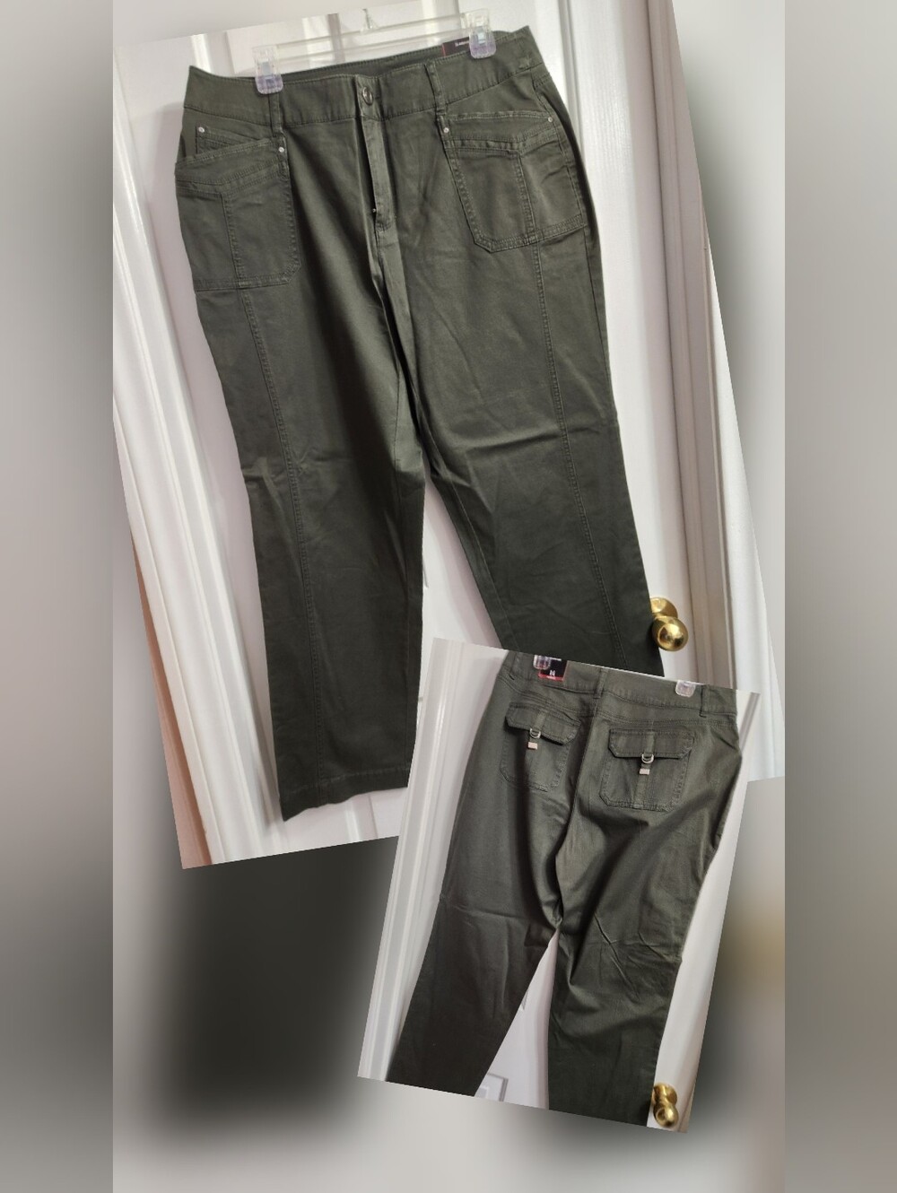 Avenue Women's Olive Green Utility Cargo Pants Plus Average Size 14